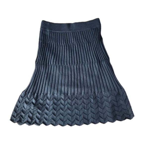 M Missoni Black Wool Blend Zig Zag Knit Pull On A Line Swingy Skirt Size 42 - Picture 2 of 6